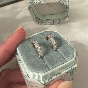 Yellow Gold and LG Diamond Hoop Earrings